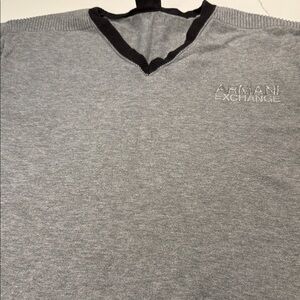 Armani Exchange Light Gray V-Neck Sweater